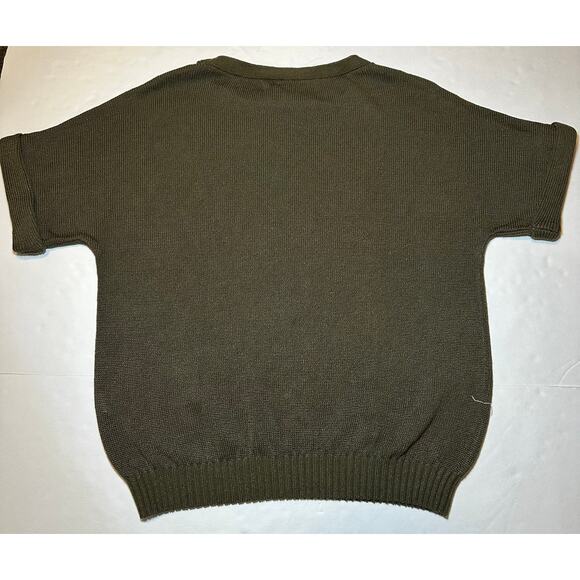 Chico's Women’s Size 1 US Medium Knit Top Sweater Linen Blend Green Short Sleeve - Picture 7 of 7